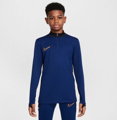Nike Academy Dri-FIT Fußballtrainings-Longsleeve mit 1/4-Reißverschluss Blue Void/Black/Orange 