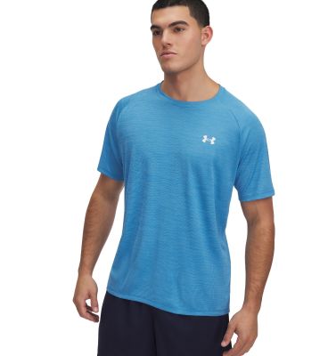 UA TECH TEXTURED SS ETHER BLUE 